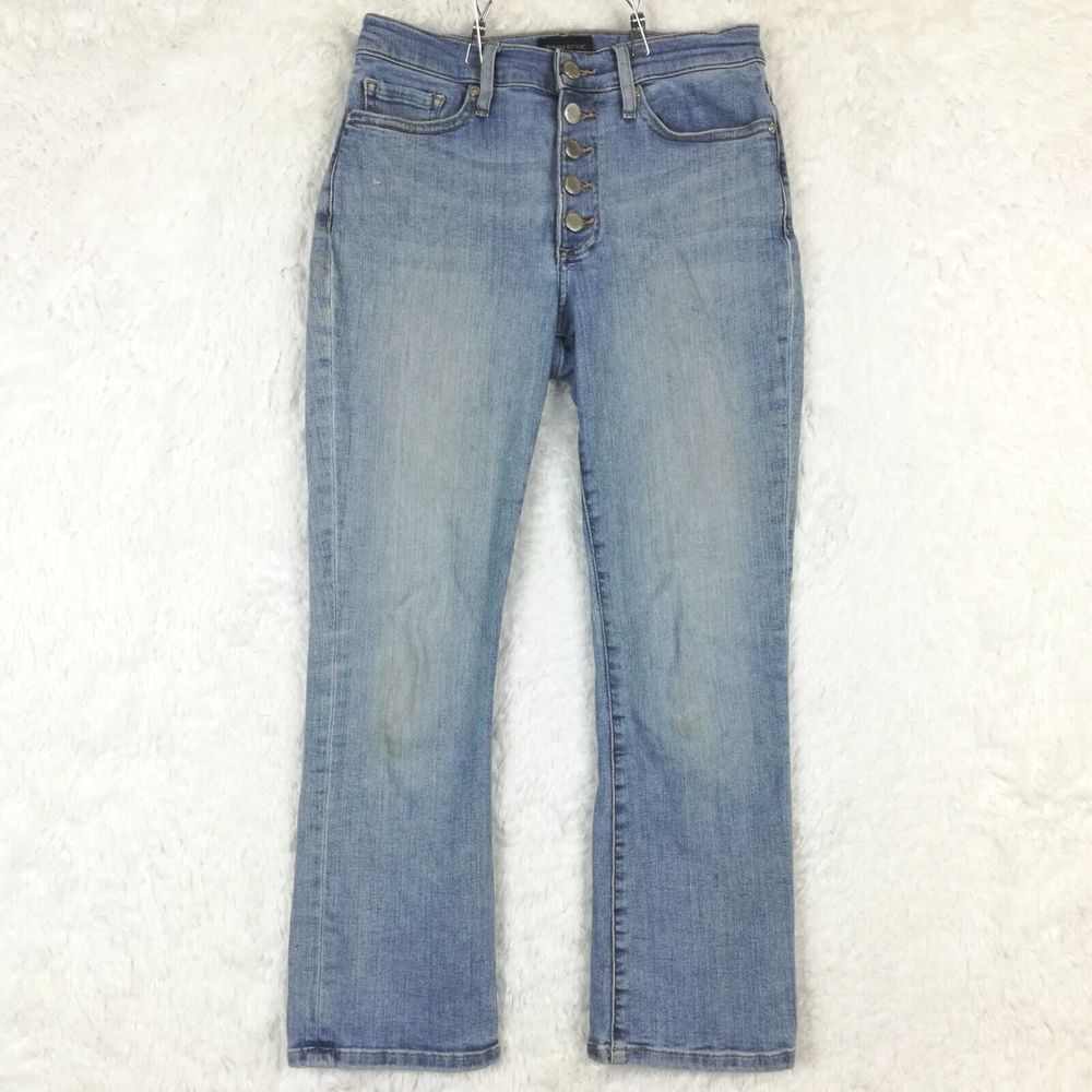 Banana Republic Womens Jeans Crop Flare Blue Denim Button Fly Light Wash‎ 27